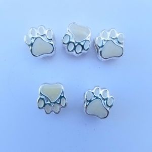 Dog Cat Cream Paws Bead Charm Lot of 5